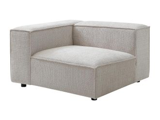 Vente-Unique Poltrona Angolare Sinistra In Tessuto Ciniglia Beige - Ruzolo