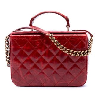 Chanel Pre-owned Vintage Quilted Satchel - Dames - Pre-owned - Rood - Maat: ONE Size Leer