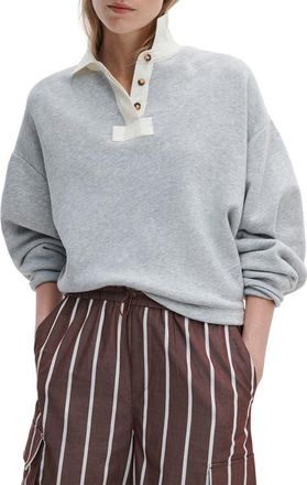 Rag & Bone Vintage Terry Polo Sweatshirt in Heather Grey at Nordstrom, Size X-Large