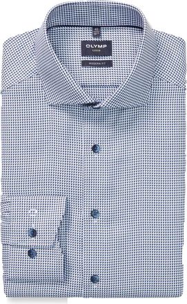 Olymp luxor modern fit overhemd blauw patroon