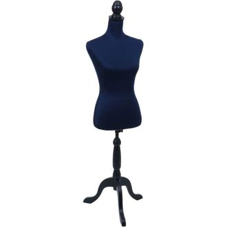 Hhg [NON UTILIZZATO] Manichino da sarta T220, busto da vetrina regolabile (torso femminile), con treppiede, in schiuma, blu scuro