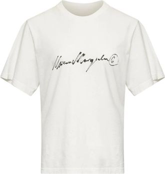 Maison Margiela Logo katoenen t-shirt - Dames - T-shirts - Wit - S - Katoen - Tops