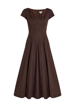 Staud Wells Stretch-cotton Poplin Midi Dress - Brown - 8 (UK12 / M)