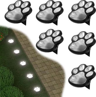 OEM Luces Solares De Exterior Para Suelo, Juego De 6 Luces Led Solares Con Forma De Huella De Pata, Estaca Impermeable, Luces Solares Para Jard&iacute;n, Entrada