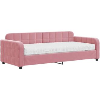 vidaXL Sof&aacute; Cama Con Colch&oacute;n Terciopelo Rosa 90x200 Cm Vidaxl