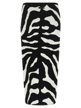 Moschino Zebra-Print Viscose Skirt - Black
