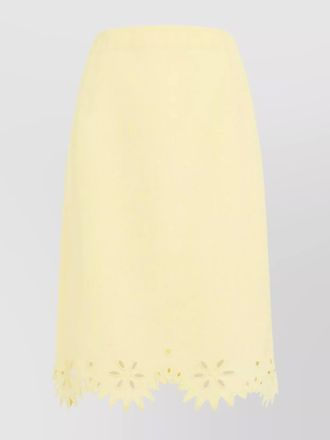 Bottega Veneta silk grainy embroidered midi pencil skirt