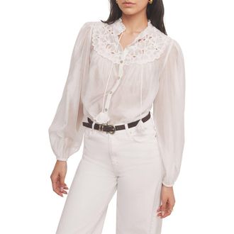 Mint Velvet Floral Cutwork Detail Blouse in Ivory at Nordstrom, Size X-Small