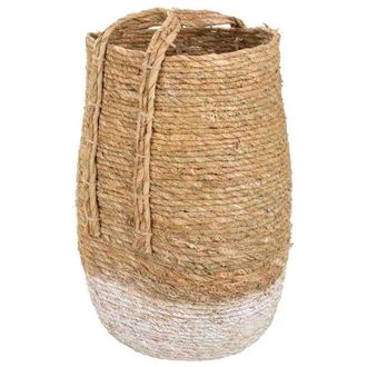 Wanderlust Deco Wanderlust Deco - Capazo De Fibra Natural Marr&oacute;n 27x33x48
