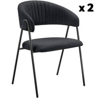 TecTake 2 sillas de comedor de tejido acolchado 60 x 58 x 85 cm negro