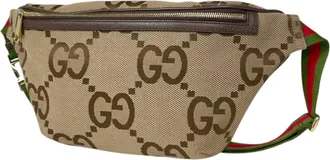 Gucci Beige Brown Gg Canvas Leather Fanny Pack (Pre-Owned)
