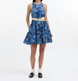Tanya Taylor Jessie Mini Dress In French Blue And Cream