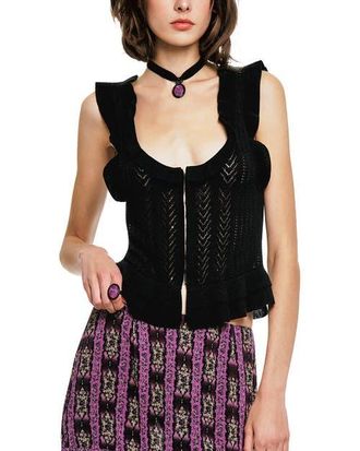 Anna Sui Victorian Pointelle Camisole in Black at Nordstrom, Size Medium