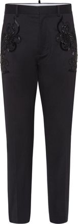 Dsquared2 Pantaloni sartoriali con applicazione a fiori - Nero