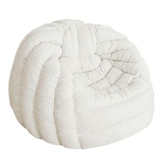 MX HOME Puf Igloo de lana rizada crema blanca