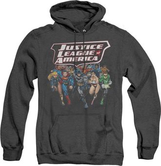 Gildan Justice League of America Charging Justice Adult Heather Hoodie / Hooded Sweatshirt