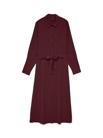 Vero Moda Midikleid VERO MODA VMESME LS CALF SHIRT DRESS WVN GA, Damen, Gr. XL, N-Gr, winetasting, Web, Obermaterial: 100% Polyester, unifarben, regular fit Mid