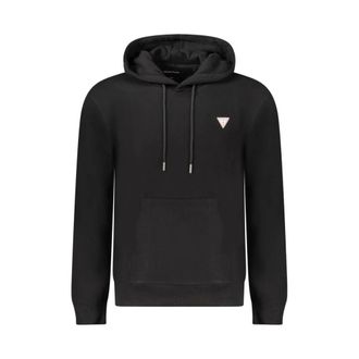 Guess Hoodies, male, Black, Size: 2XL Black Cotton Hooded Sweatshirt with Logo