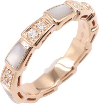 Bulgari Gold Clear White Pink Gold (18K) Band Ring (Pre-Owned)