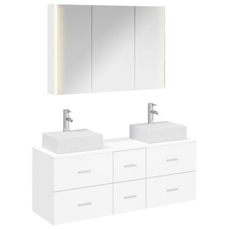 vidaXL Set Di Mobili Per Il Bagno 4 Pz Bianco Vidaxl