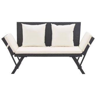 Berkfield Home Garden Bench with Cushions Black 176 cm Poly Rattan