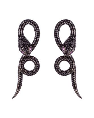 Eyecandy LA Eye Candy La Luxe Collection Cz Black Mamba Dangle Drop Earrings