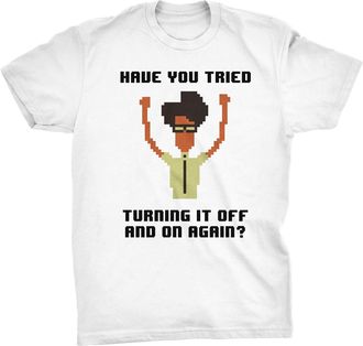 Generic Have You Tried Turning It Off and On Again Funny IT Crowd T-Shirt (White, M)