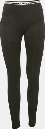 Sandro Black Monogram Jersey Leggings