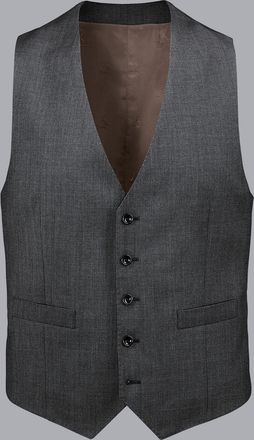 CHARLES TYRWHITT Ultimate Performance Birdseye Suit Waistcoat - Grey Size w36 by Charles Tyrwhitt