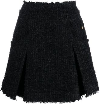 Balmain pleated tweed miniskirt - women - Viscose/Virgin Wool/Polyamide/Cotton/Cotton - 38 - Black