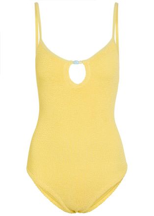 Hunza G Mia Beaded Crinkle Swimsuit - Yellow - One Size