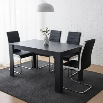Kosy Koala Arrow Charcoal Dining Table Set With 4 Faux Leather Dining Chairs