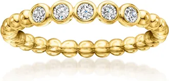 RS Pure by Ross-Simons Bezel-Set Lab-Grown Diamond Beaded Ring in 18kt Gold Over Sterling