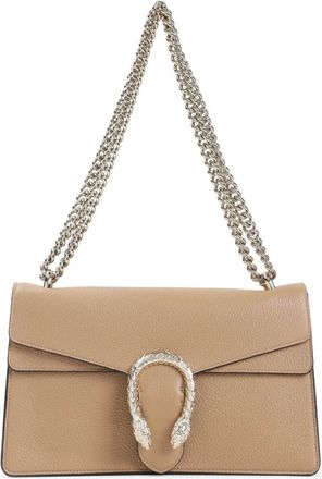 Gucci Tassen, Dames, Beige, ONE Size, Leer, Natuurlijke Tan Geperst Leren Schoudertas
