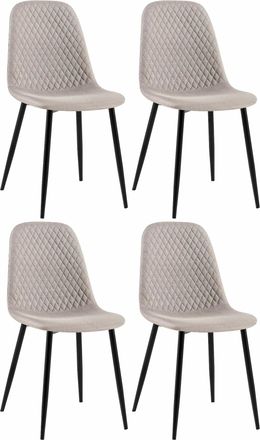 Clp Clp - Set De 4 Sillas De Comedor Giverny En Tela O Terciopelo Gris Tela