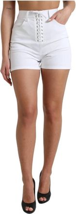 Dolce & Gabbana Short Shorts - Dames - Bermuda - Wit - S - Katoen - Korte Broeken