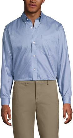Lands End Traditional Fit Solid No Iron Supima Pinpoint Buttondown Collar Dress Shirt in Soft French Blue Dot at Nordstrom, Size 16.5 - 34