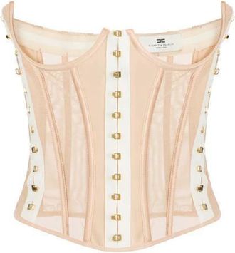 Elisabetta Franchi Tops, Dames, Roze, S, Tule, Bustiertop van bi-elastische en tule stoffen