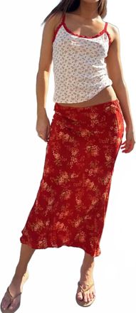 Never Fully Dressed Floral Midi Skirt In Red