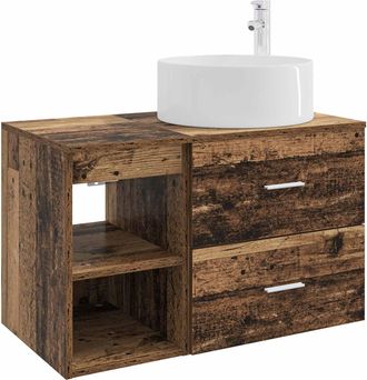 vidaXL Juego De Muebles De Ba&ntilde;o 2 Uds. Madera Envejecida Vidaxl