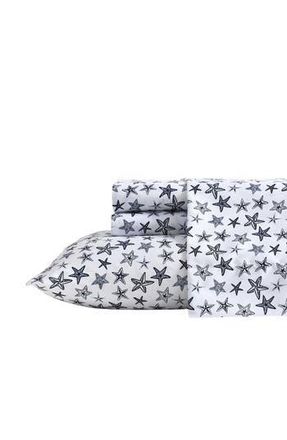 Nautica Saltwater Stars Cooling Microfiber Sheet Set in White/Black Multi at Nordstrom Rack, Size Twin X-Long
