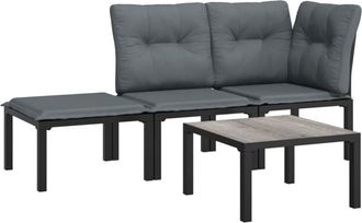 vidaXL Set De Muebles De Jard&iacute;n 4 Piezas Rat&aacute;n Sint&eacute;tico Negro Y Gris Vidaxl