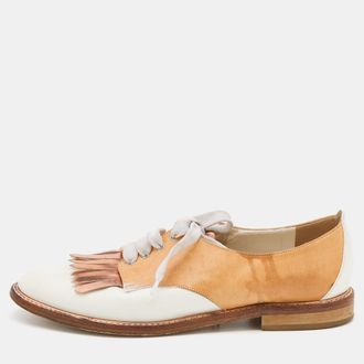 Oscar De La Renta Oscar De La Renta Tricolor Leather Fringe Detail Lace Up Derby