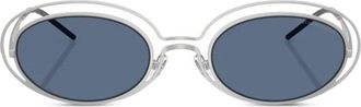 Emporio Armani Occhiali da sole ovali con doppia montatura - Bianco