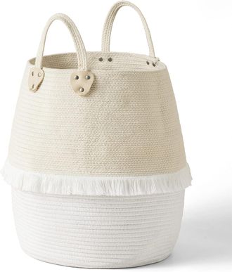OEM Cesta De Lavander&iacute;a Grande De Algod&oacute;n Tejido De 40x38 Cm Con Asas, Para El Ba&ntilde;o