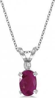 Allurez Ruby & Diamond Solitaire Filagree Pendant 14K White Gold (0.60ct)