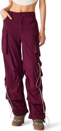 Steve Madden Jacey Wide Leg Cargo Pants in Deep Fig at Nordstrom, Size X-Small
