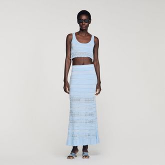 Sandro Pointelle knit crop top