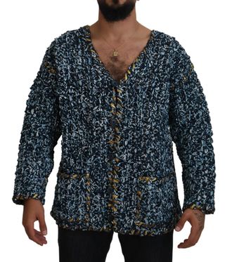 Dolce & Gabbana Gebreide Cardigan met Gouden Rand, Relaxte Pasvorm