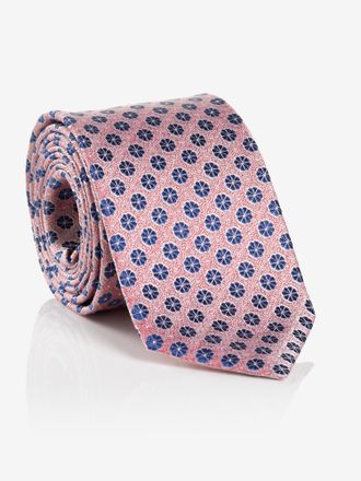 Monti Krawatte MONTI, Herren, rot (rot zitrus), Seide, gemustert, Krawatten Krawatte, aus reiner Seide, mit blauen Ornamenten, 6,5 cm breit